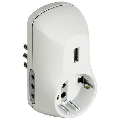 BTICINO BT-S3613DU ADATTATORE 2 PRESE 10 A + 1 PRESA SCHUKO TEDESCA + 1 PRESA USB BIANCO