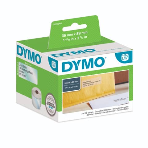 Rotolo 260 etichette LW 990130 - 36 x 89 mm - indirizzi - plastica trasparente - Dymo