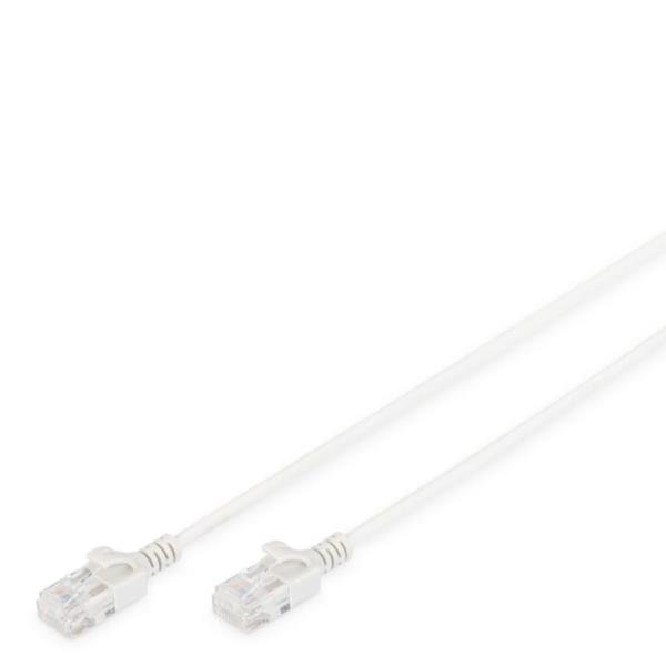 DIGITUS Slim - Cavo patch - RJ-45 (M) a RJ-45 (M) - 2 m - UTP - CAT 6 - senza alogeni, stampato, antiaggrovigliamento - grigio