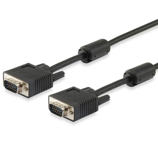 EQUIP CAVO VIDEO VGA (HD15) MASCHIO-MASCHIO DOPPIA SCHERMATURA SUPPORTA UNA RISOLUZIONE FINO A 1920 x 1080/60Hz 10 MT NERO