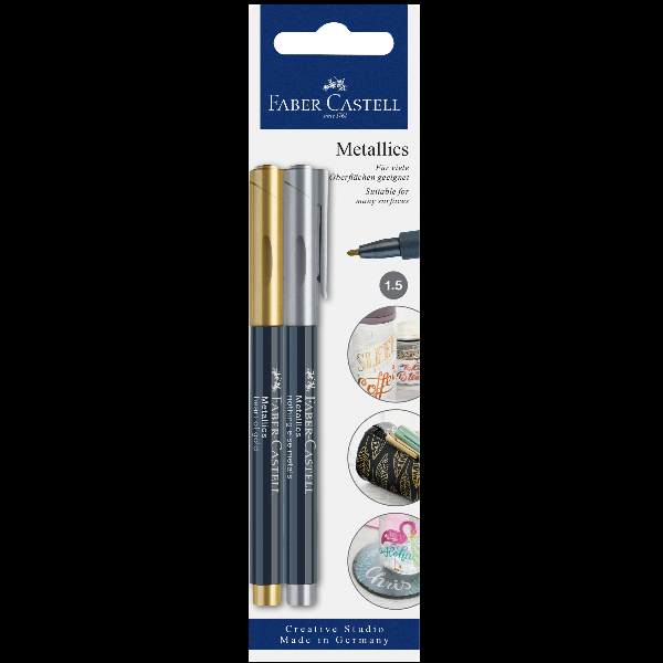 Faber-Castell Metallics - Marcatore - heart of gold, nothing else metals - inchiostro base acqua - 1.5 mm (pacchetto di 2)