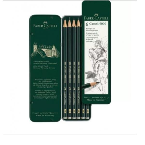 Faber-Castell CASTELL 9000 - Matita - grafite - 2B, 4B, 6B, 8B, B, HB (pacchetto di 6)