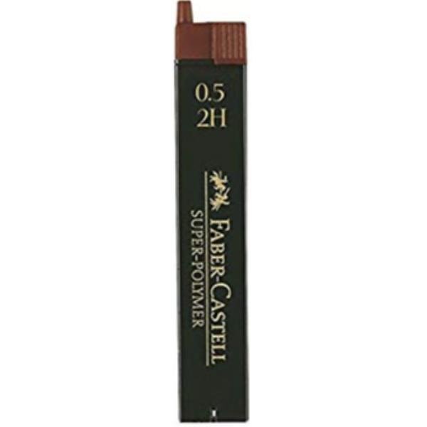 Faber-Castell Super-Polymer - Mina per matita - 2H - nero profondo - 0.5 mm (pacchetto di 12)