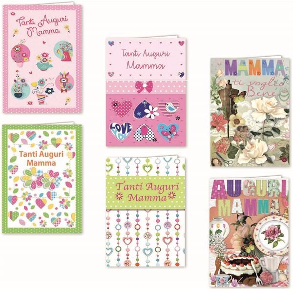 FLORIO BIGLIETTI AUGURI MAMMA 11.5X17 COLORI ASSORTI CONF 12 Pz.