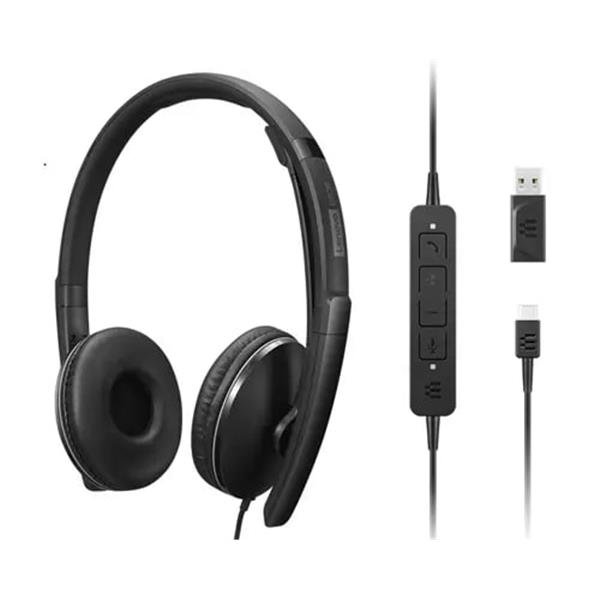 Lenovo Gen 2 - Cuffie con microfono - over ear - cablato - USB-C - nero - Zoom Certificato