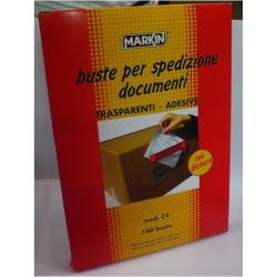 MARKIN C4 BUSTE ADESIVE IN PLASTICA 322X225 mm CON DICITURA TRASPARENTE CONF 100 Pz.