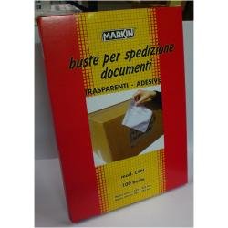 MARKIN C4N BUSTE AUTOADESIVE PORTADOCUMENTI PER SPEDIZIONI CORRIERI IN PLASTICA FORMATO INTERNO 32.2X22.5 CM TRASPARENTE CONF 100 Pz.
