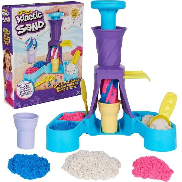 SPIN MASTER KINETIC SAND PLAYSET GELATERIA CON SABBIA CINETICA COLORATA 2 CONI E 2 STRUMENTI PER DECORARE