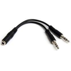 StarTech.com Adattatore splitter cuffie a 4 pin da 3,5 mm a 2x 3,5 mm a 3 pin - F/M - Ripartitore cuffia - mini jack stereo maschio a mini-jack a 4 poli femmina - nero - per P/N: MUHSMF2M, PEXSOUND7CH
