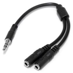StarTech.com Cavo splitter stereo slim - Maschio 3,5 mm a 2 femmina 3,5 mm - Ripartitore audio - mini-phone stereo 3.5 mm maschio a mini-phone stereo 3.5 mm femmina - 20 cm - nero - per P/N: MU15MMS, MU6MMS