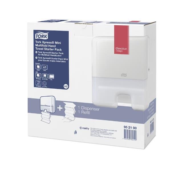 Tork Elevation Starter Pack H2 - Dispenser di carta asciugamani con asciugamani di carta - plastica - 100 fogli - ripiegati