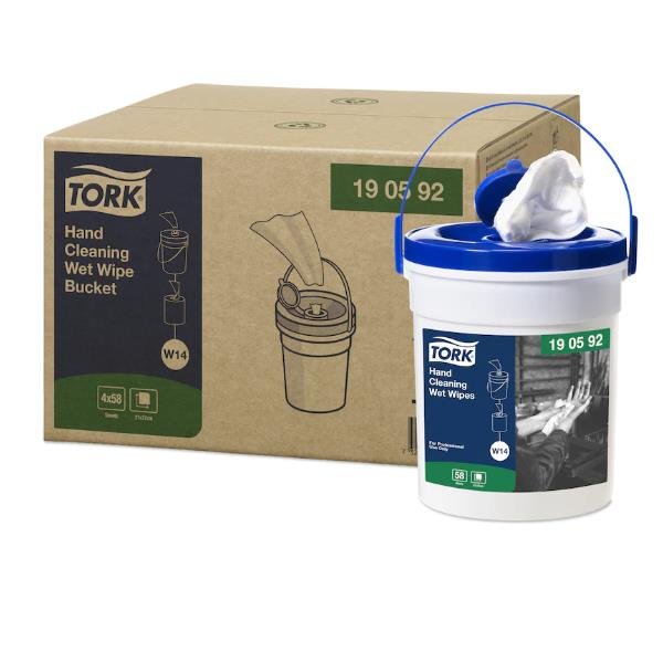 Tork Premium Wet Wipe Hand Cleaning - Salviettine per pulizia - usa e getta - poliestere, viscosa - bianco - pacco da 58