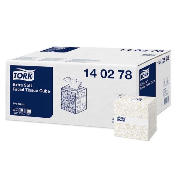 TORK VELINE VISO EXTRA SOFT CUBE IN FIBRA 100 FOGLI 2 VELI 20X21 CM BIANCO CONF 30 Pz.