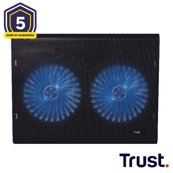 TRUST 20104 BASE DI RAFFREDDAMENTO PER NOTEBOOK 17.3" CON 2 VENTOLE ILLUMINATE ALIMENTAZIONE USB PORTACAVO INTEGRATO BLACK