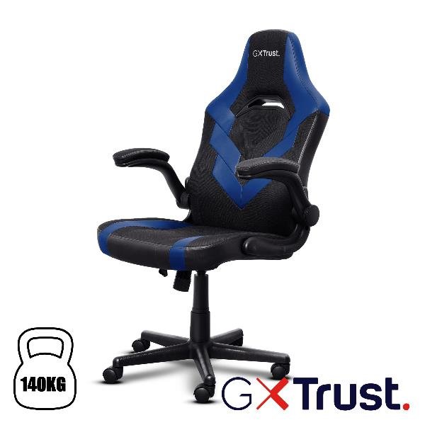 TRUST GXT703 RIYE GAMING CHAIR SEDIA GAMING CON BRACCIOLI RIBALTABILI MAX 150 KG BLUE/NERO