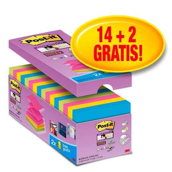 Blocchetto Post-it Super Sticky Z Notes - R-330-SS-VP16 - per dispenser - 76 x 76 mm - 90 fogli - Post-it - conf. 16 blocchi