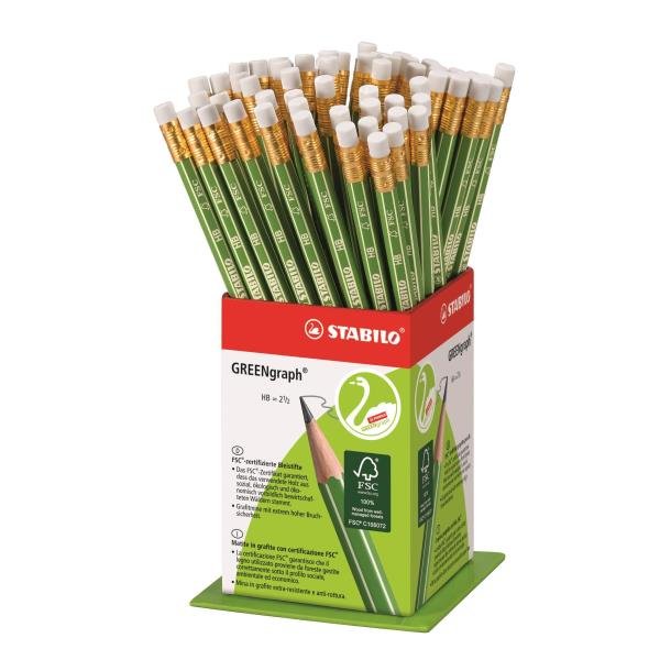 STABILO GREENgraph 6004 - Matita - HB - con gomma (pacchetto di 60)