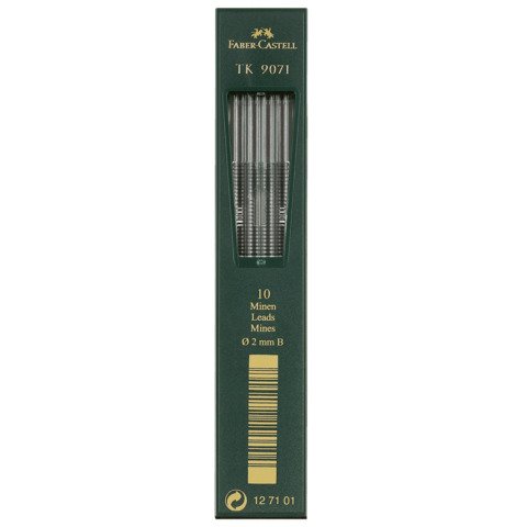 Faber-Castell TK 9071 - Mina per matita - B - nero intenso - 2 mm (pacchetto di 10) - per TK 4600, 9400, 9500