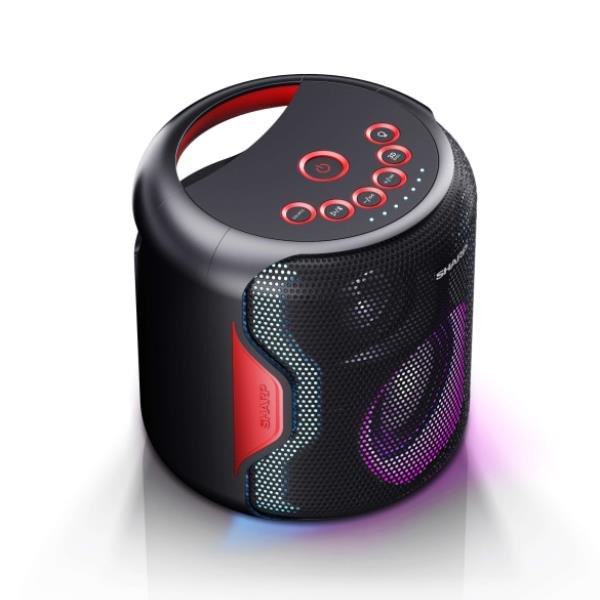 SHARP PS-921(BK) ALTOPARLANTE PER FESTE BLUETOOTH COMPATTO E PORTATILE CON LUCI DA DISCOTECA, AUDIO 2.1 E 3D, DUO PER ACCOPPIARE UN SECONDO PS-921 IN STEREO TWS, RESISTENTE AGLI SCHIZZI IPX5