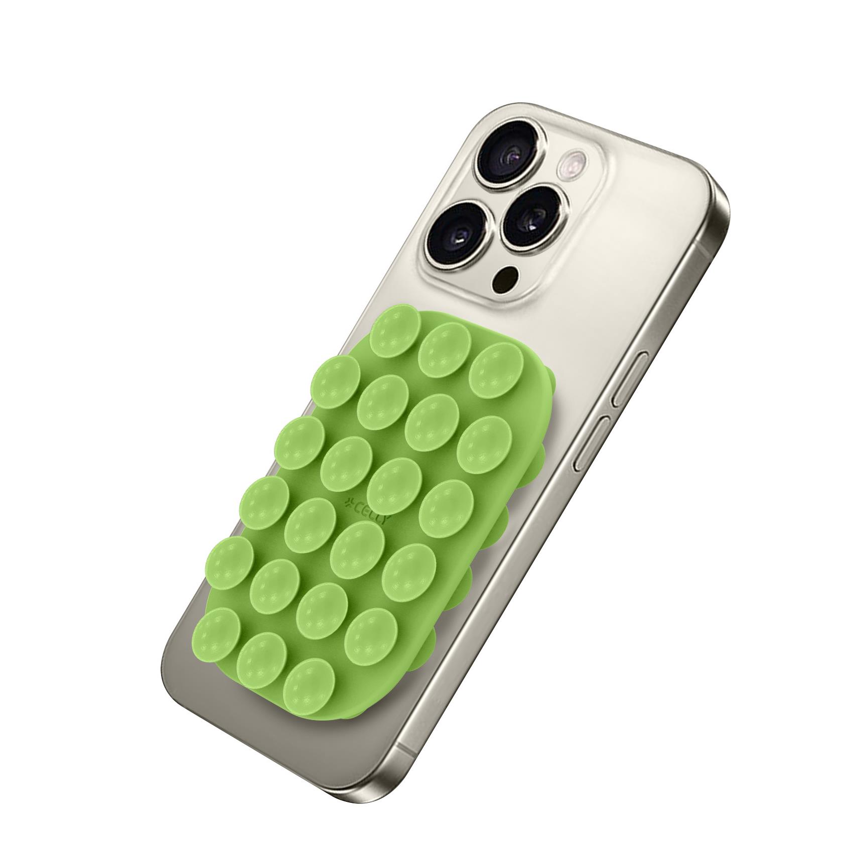 CELLY FIXSQUARE SUPPORTO A VENTOSA PER SMARTPHONE IN SILICONE VERDE