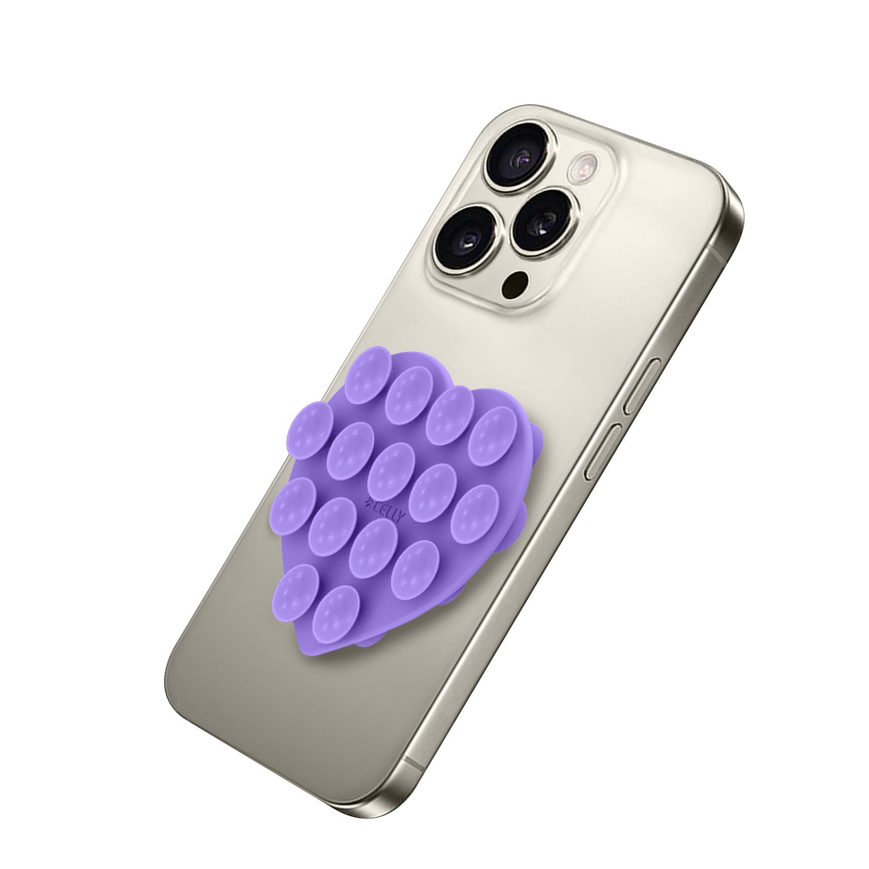 CELLY FIXHEART SUPPORTO A VENTOSA IN SILICONE PER SMARTPHONE A FORMA DI CUORE VIOLET
