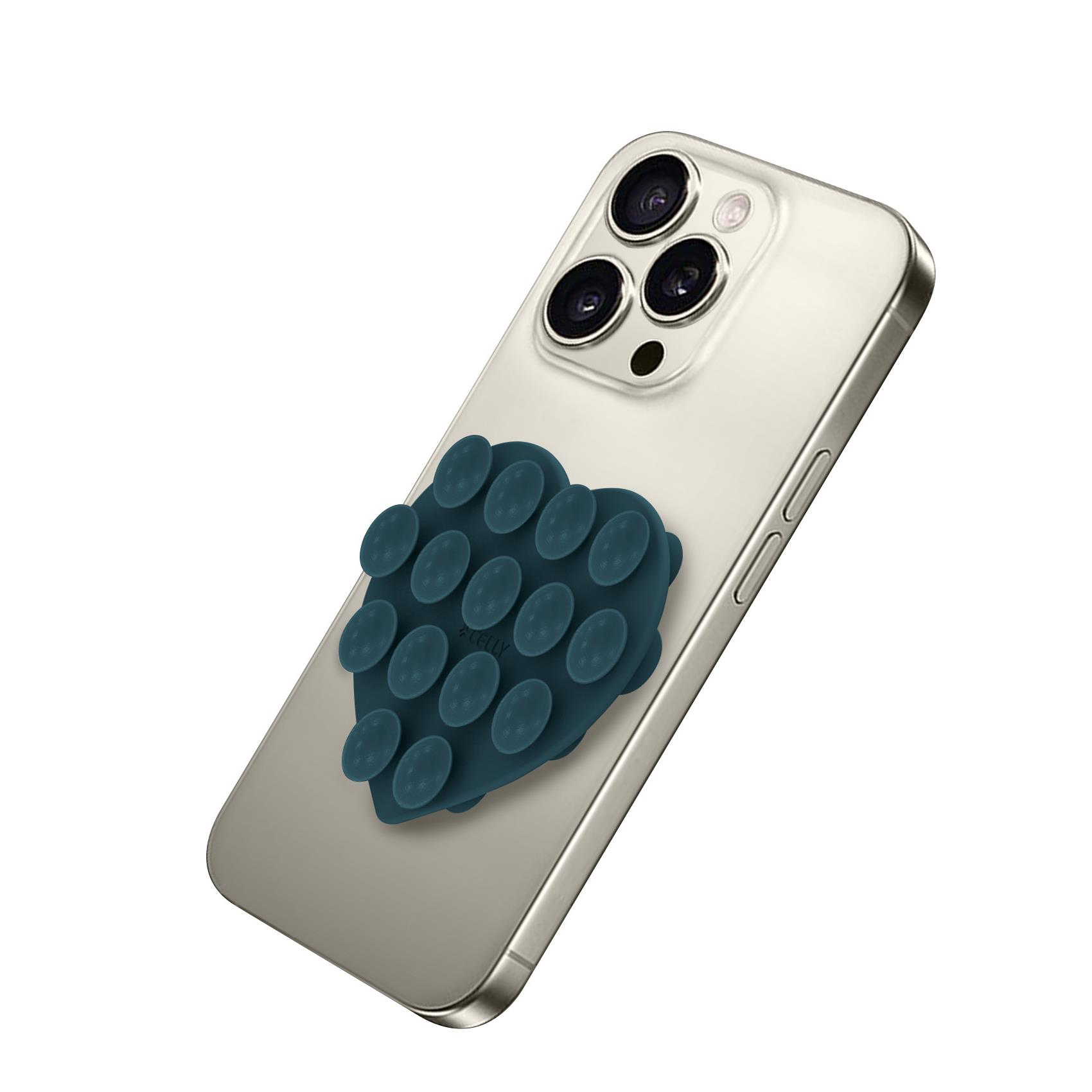 CELLY FIXHEART SUPPORTO A VENTOSA IN SILICONE PER SMARTPHONE A FORMA DI CUORE BLU