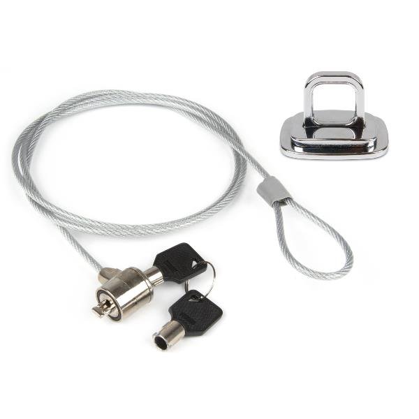 HAMLET CAVO DI SICUREZZA IN ACCIAIO PER NOTEBOOK E PC CON PIASTRA DI ANCORAGGIO 1.5 MT COLORE ACCIAIO