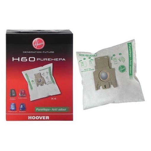 HOOVER H60 SACCHETTI PER ASPIRAPOLVERE IN MICROFIBRA SISTEMA ANTI ODORE AI CARBONI ATTIVI COMPATIBILI CON TRAINI HOOVER CONF 4 Pz.
