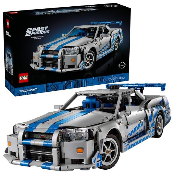 LEGO TECNIC NISSAN SKYLINE GT-R R34 FAST FURIOS 2 MODELLINO DA COSTRUIRE CON FUNZIONE DERAPATA STERZO SOSPENSIONI E MOTORE A 6 CILINDRI