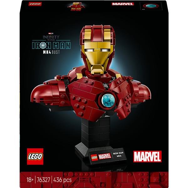 LEGO MARVEL BUSTO DI IRON MAN MK4 SET DI COSTRUZIONI CON MINIFIGURA DI TONY STARK CANNONI A SPALLA E TESTA ROTANTE