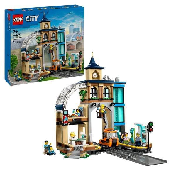 LEGO CITY STAZIONE CENTRALE CON VEICOLO DI MANUTENZIONE CON ASCENSORE BIGLETTERIA AUTOMATICA E 6 MINIFIGURE