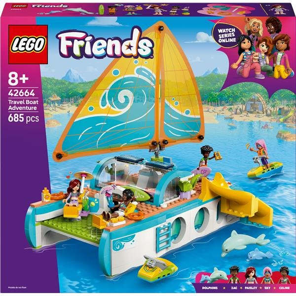 LEGO FRIENDS AVVENTURA SUL CATAMARANO SET CON BARCA 4 MINI BAMBOLINE 2 FIGURE DI DELFINO E ACCESSORI