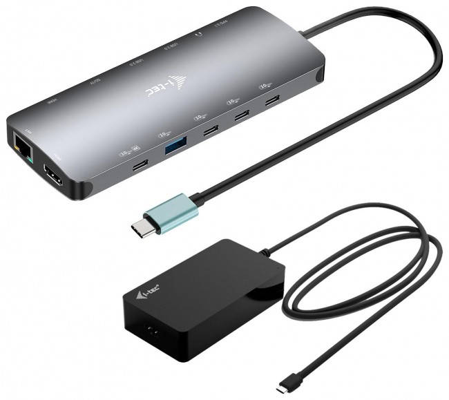 i-tec Metal USB-C Nano 3x Display Dock, 2x HDMI 1x USB-C video with Power Delivery 140W + Universal Charger 140 W, Cablato, USB 3.2 Gen 1 (3.1 Gen 1) Type-C, 140 W, 3,5 mm, 10,100,1000 Mbit/s, Grigio
