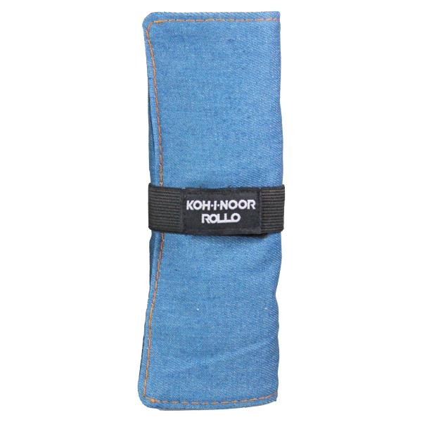 KOH-I-NOOR ASTUCCIO ARROTOLABILE 24 SCOMPARTI BUSTINA CON ZIP COL AZZURRO JEANS CONF 12 PZ.