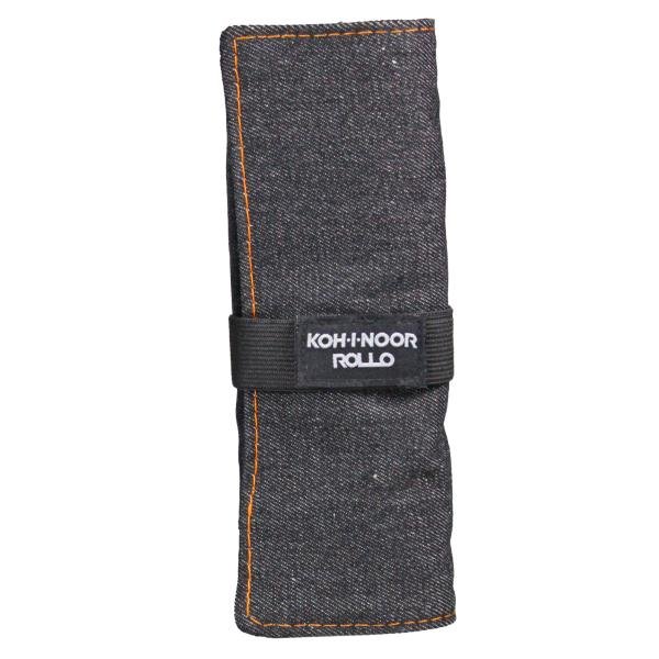 KOH-I-NOOR ASTUCCIO ARROTOLABILE IN JEANS 24 SCOMPARTI E BUSTINA CON ZIP NERO