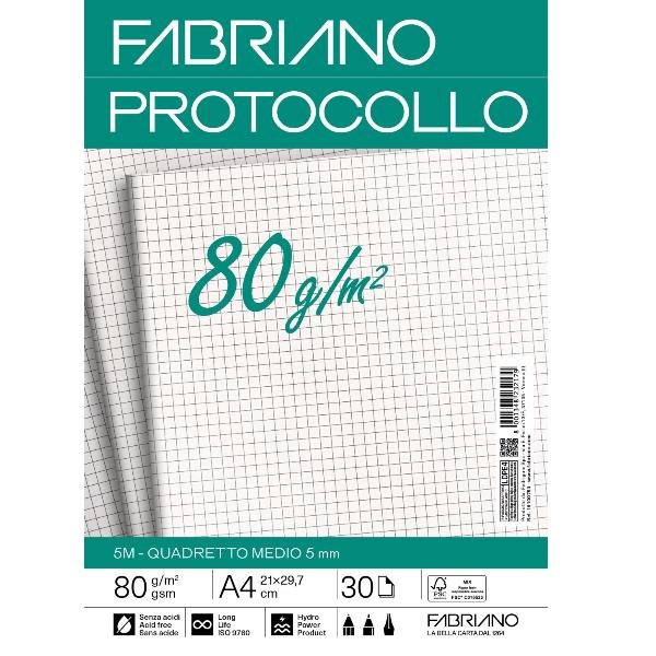 Fabriano CARTA PROTOCOLLO A4 80g 30ff - RIG 5 MM