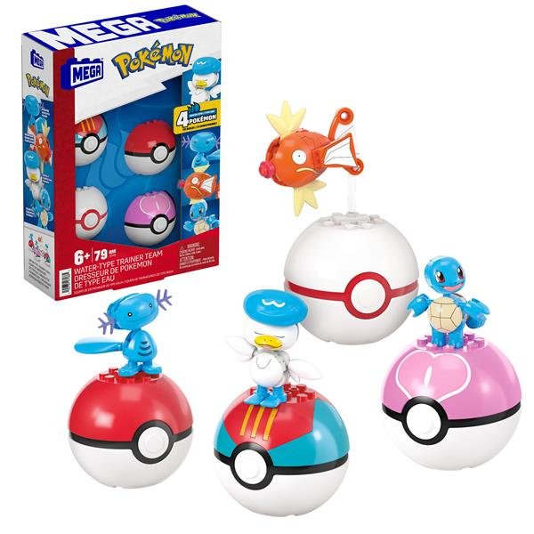 MATTEL MEGA POKEMON POKEBALL TIPO ACQUA SET DA COSTUIRE CON 4 POKEMON E 4 POKEBALL