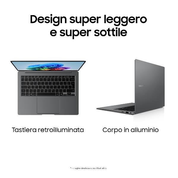 SAMSUNG GALAXY BOOK5 PRO NP944XHA-KG1IT 14" AMOLED WQXGA+ TOUCH SCREEN INTEL CORE ULTRA 7 258V RAM 32GB-SSD 1TB NVMe-INTEL ARC GRAPHICS 8GB-WI-FI 7-WIN 11 PROF GREY