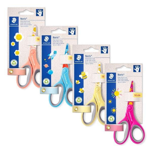 STAEDTLER FORBICI DA 14 CM IMPUGNATURA ERGONOMICA PER MANCINI PUNTA ARROTONDATA COLORI ASSORTITI PASTELLO