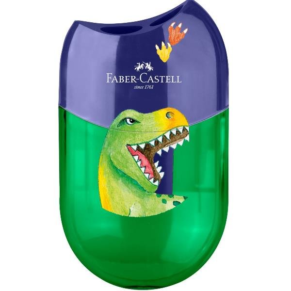 FABER CASTELL TEMPERAMATITE DINOSAURO 2 FORI IN PLASTICA CON SERBATOIO CONF 10 Pz.
