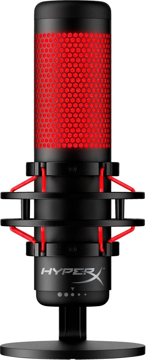 Microfono a condensatore HyperX QuadCast RGB, USB, filtro anti-pop, nero-rosso
