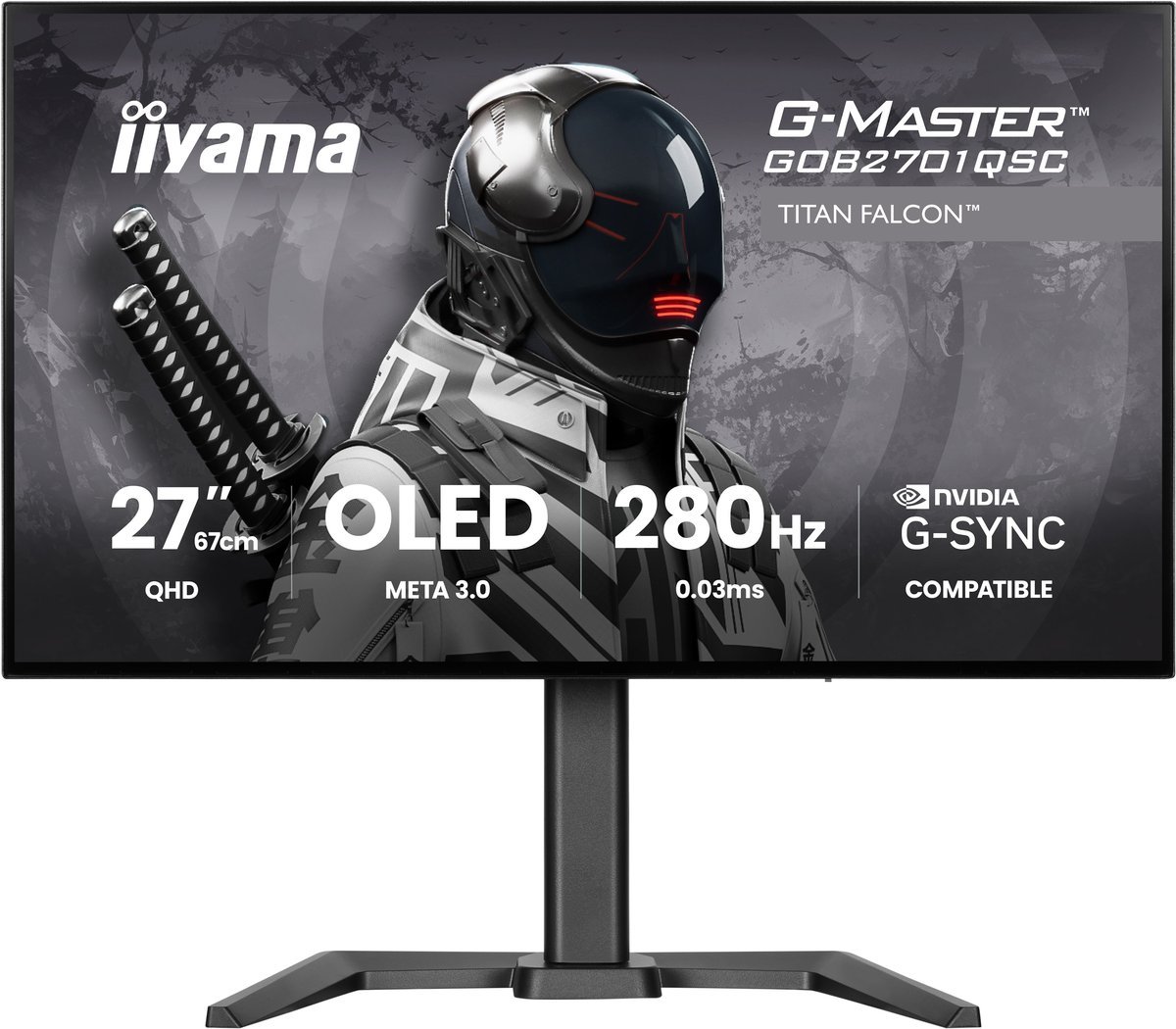 iiyama GOB2701QSC-B1 Monitor da gioco G-Master Titan Falcon 27" OLED QHD 280Hz META 3.0 1500cd HDR USB HUB HAS PIVOT