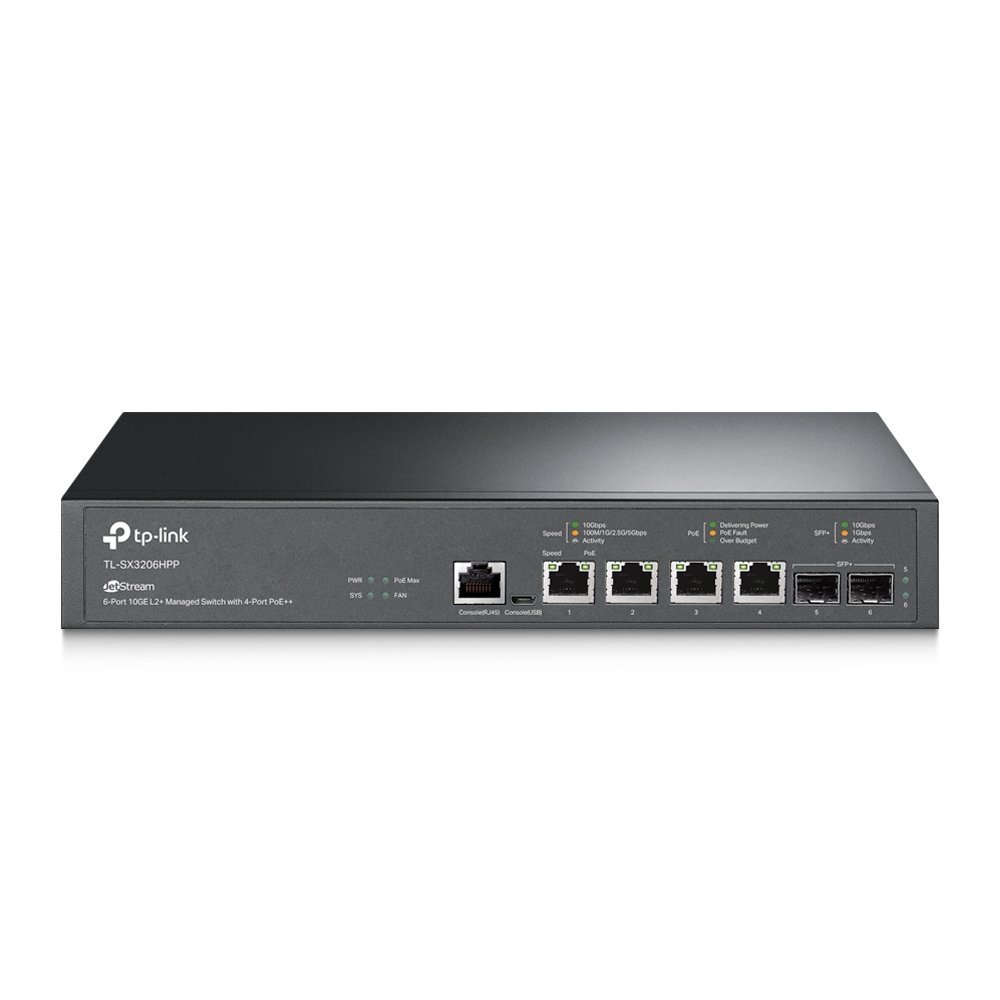 TP-Link JetStream TL-SX3206HPP switch di rete Gestito L2+ 10G Ethernet (100/1000/10000) Supporto Power over Ethernet (PoE) Nero