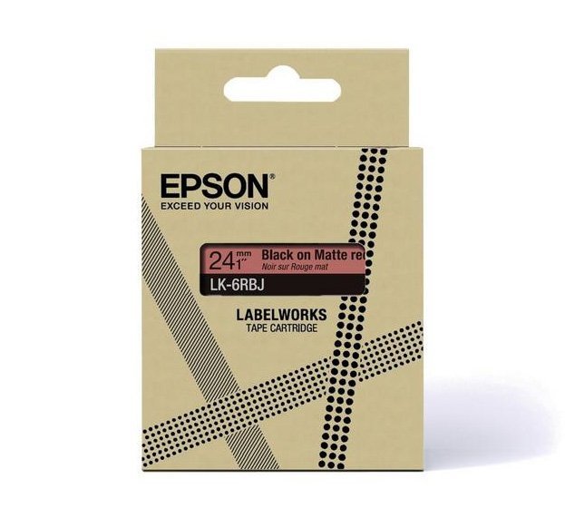 Epson LabelWorks LK-5RBJ - Black on matte red - Rotolo (1,8 cm x 8 m) 1 cassetta(e) confezione da appendere - cartuccia a nastro - per LabelWorks LW-C410, LW-C610