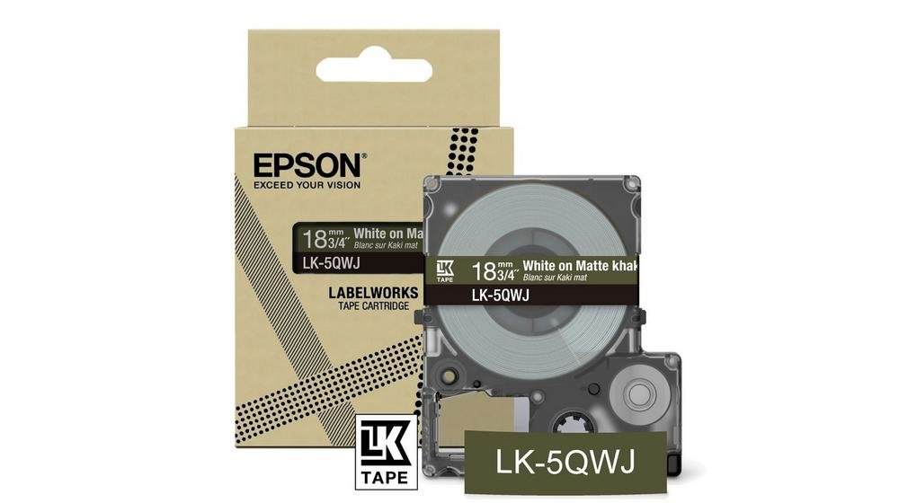 Epson LabelWorks LK-5QWJ - White on matte khaki …