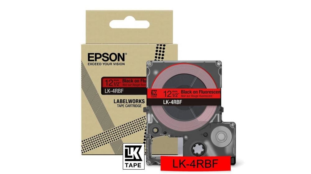 Epson LabelWorks LK-4RBF - Nero su rosso fluorescente …