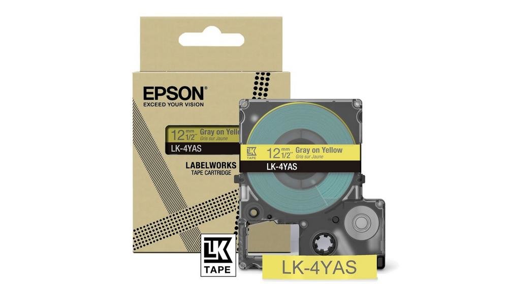 Epson LabelWorks LK-4YAS - Gray on yellow - …