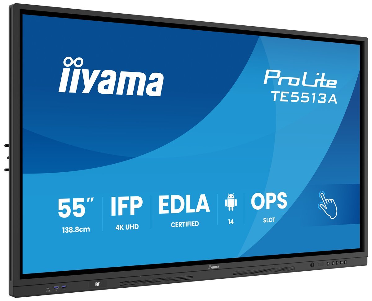 iiyama TE5513A-B2AG Pannello Piatto Interattivo IFP 55" IPS 4K IR 40 punti 500cd Android 14 Google EDLA 2x20W WiFi VESA