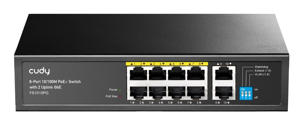 Cudy FS1010PG switch di rete Non gestito Fast Ethernet (10/100) Supporto Power over Ethernet (PoE) Nero