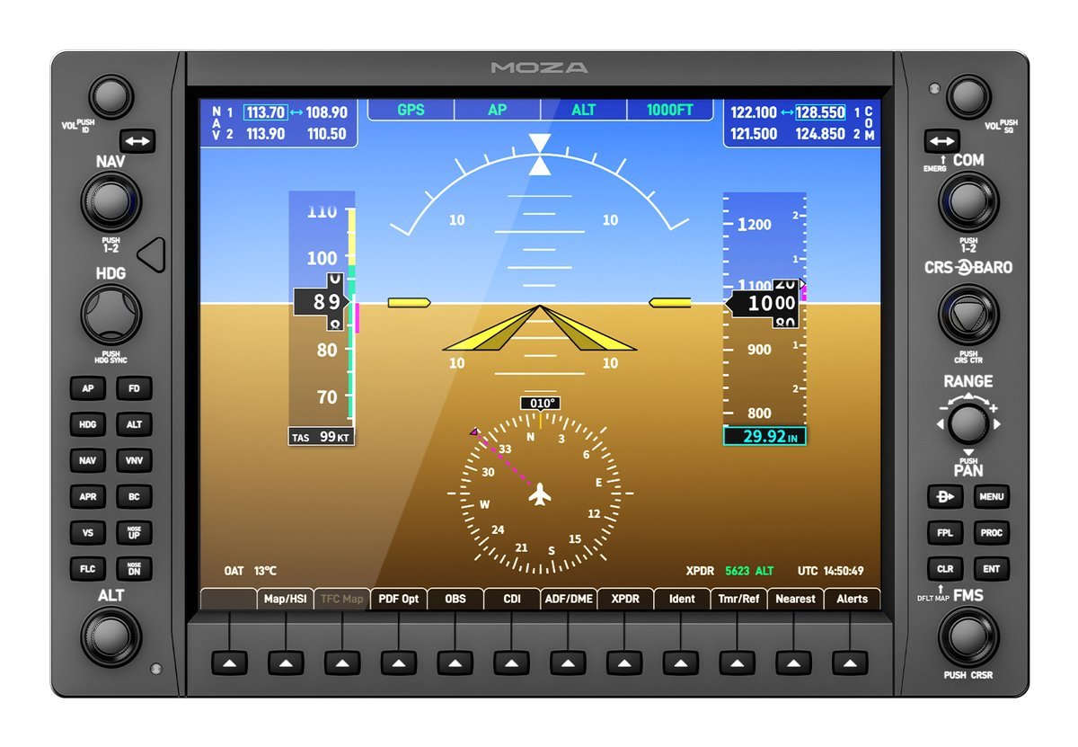 MOZA MGX1000 Flight Instrument Panel - Display IPS 10.4" G1000 USB per Simulatori di Volo